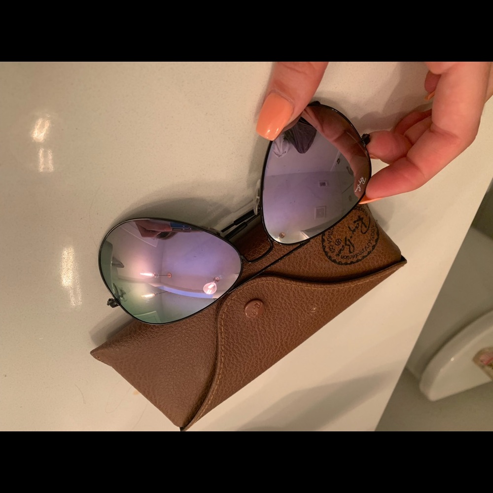 Purple and black raybans
